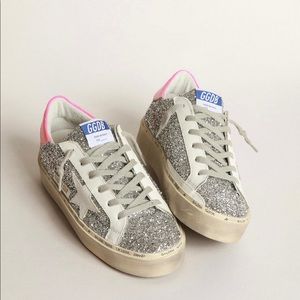 Hi Star sneakers with silver glitter and fuchsia heel tab